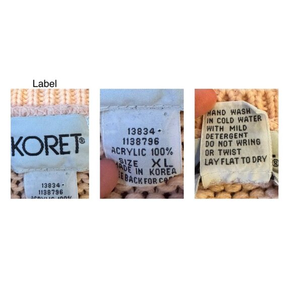 80s vintage pink blue pastel striped textured grandma cottage ugly knit sweater - Picture 8 of 8